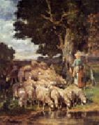 Sheep and Sheepherder unknow artist